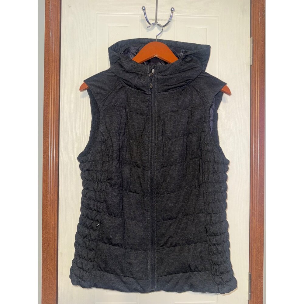 Be by‎ Blanc Noir Black Gray Hooded Puffer Quilted Vest Size Large